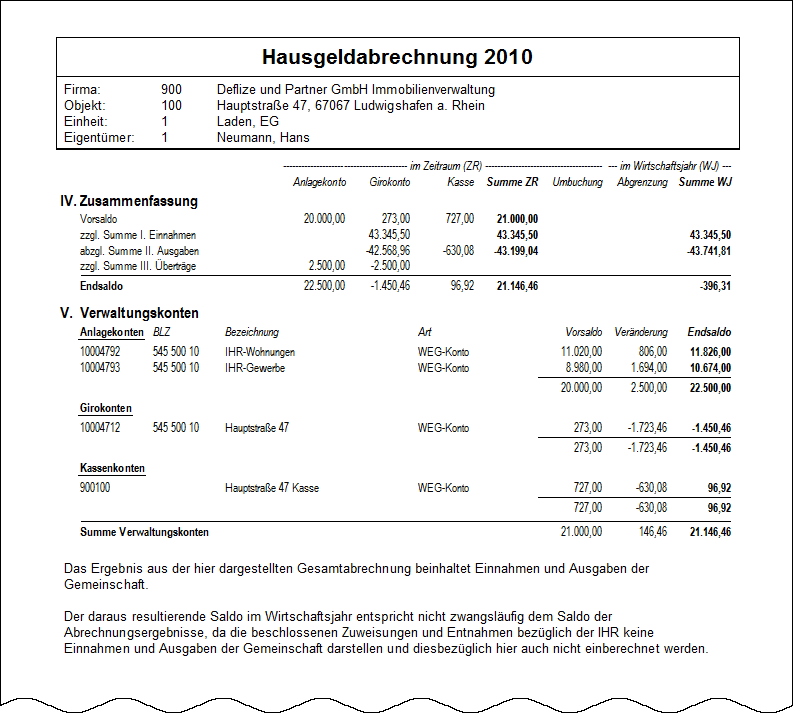 Beispiel: Gesamtabrechnung (Seite 2/2)