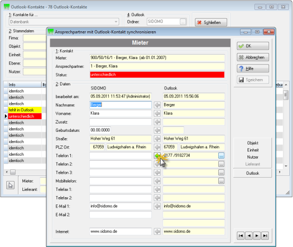 Outlook-Kontakte