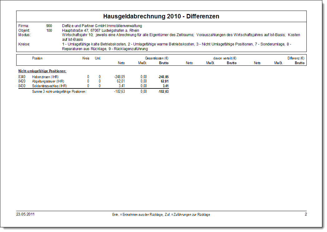 Differenzenliste (Seite 2 von 2)