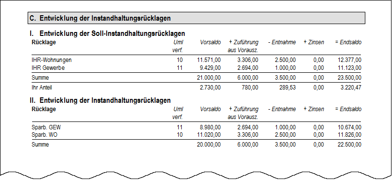 Beispiel: Rücklagenausweis
