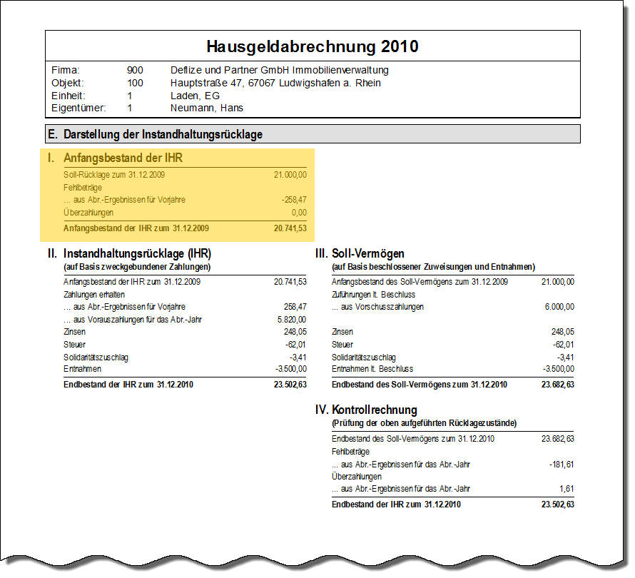 Beispiel: mit Anfangsbestand